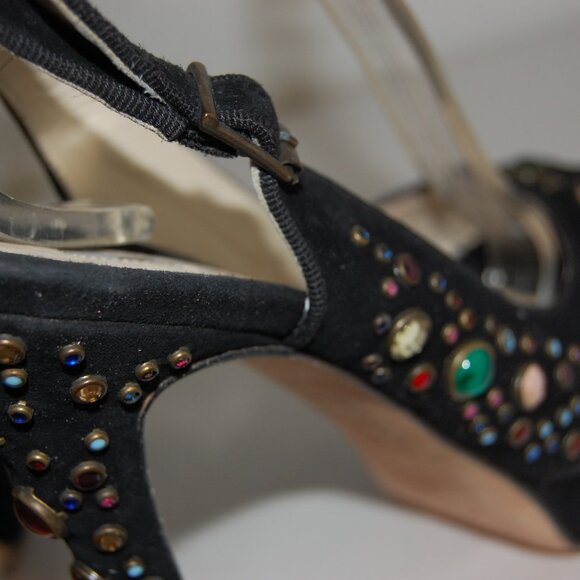 38.5/US 8.5❤️ Brian Atwood Suede Leather High Heels Platform Sandals Pumps ITALY - Picture 9 of 12